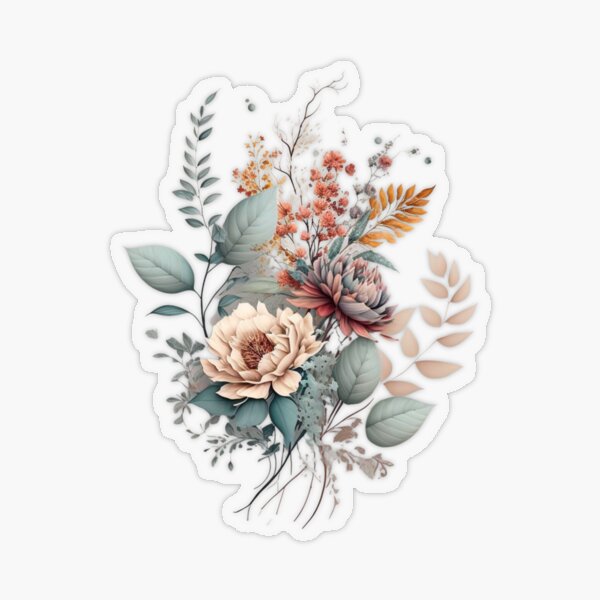 Beautiful Aesthetic, Flowers Design Art Sticker for Sale by Shamaino