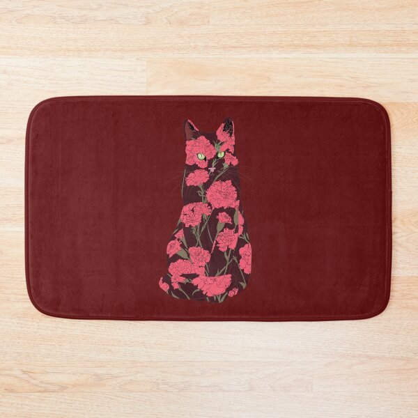Item preview, Carnation Cat - Deep Red Florals designed and sold by ECMazur Art.