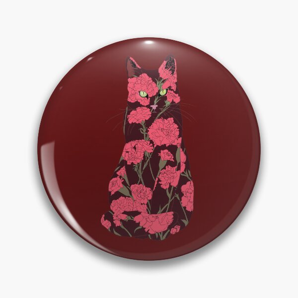 Item preview, Carnation Cat - Deep Red Florals designed and sold by ECMazur Art.