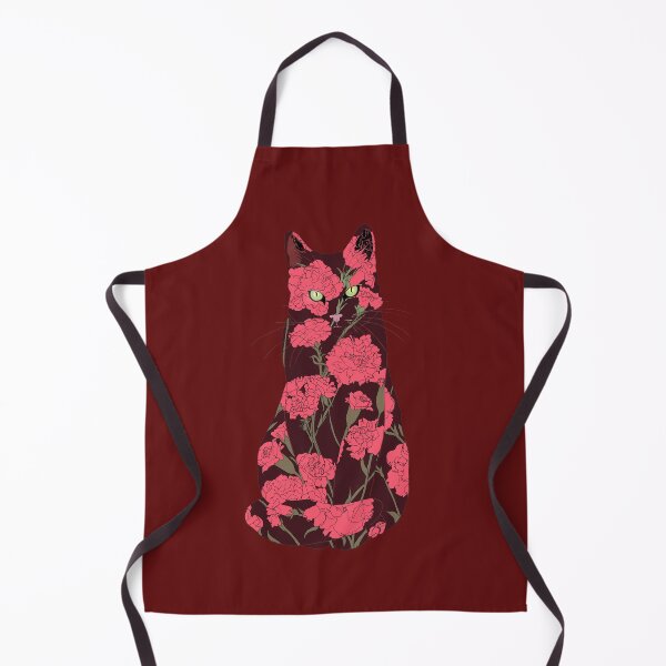 Item preview, Carnation Cat - Deep Red Florals designed and sold by ECMazur Art.