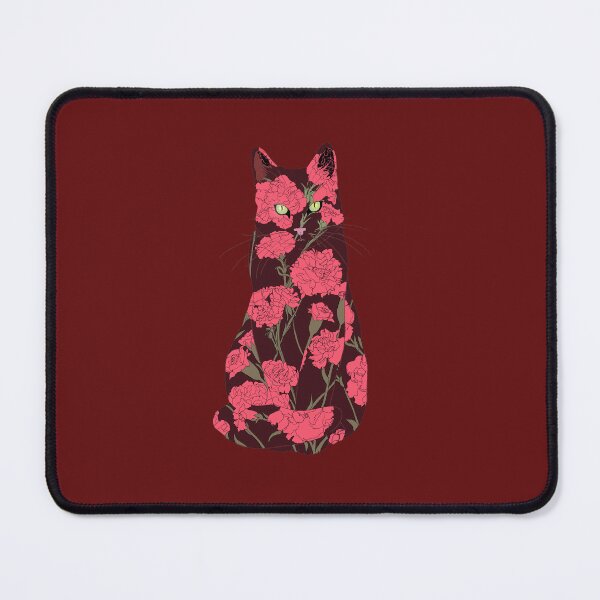 Item preview, Carnation Cat - Deep Red Florals designed and sold by ECMazur Art.