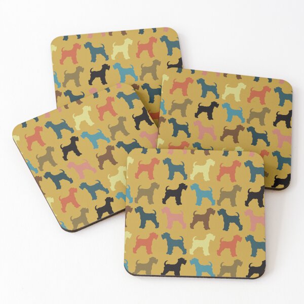 Item preview, Bright Vintage Miniature Schnauzers on mustard  Dog Pattern designed and sold by NattyDesigns.
