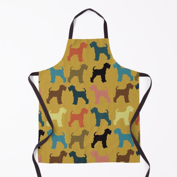 Item preview, Bright Vintage Miniature Schnauzers on mustard Dog Pattern designed and sold by NattyDesigns.