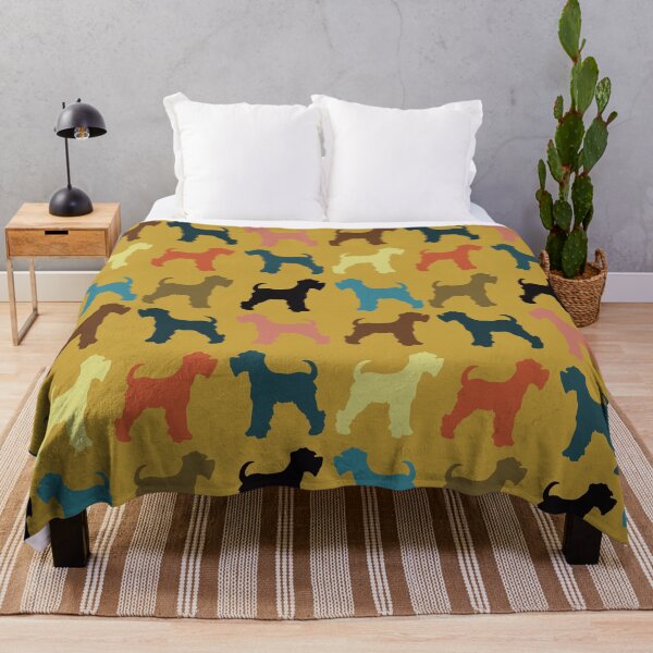 Item preview, Bright Vintage Miniature Schnauzers on mustard  Dog Pattern designed and sold by NattyDesigns.