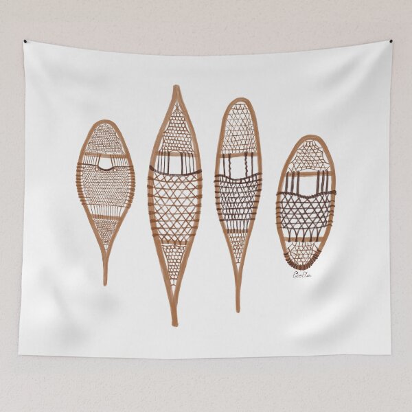 Item preview, Wooden Snowshoes Print - traditional snowshoes, Indigenous Snowshoe styles designed and sold by EcoElsa.