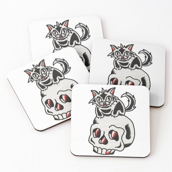 Item preview, Cat skull tattoo designed and sold by Lisko.ink.