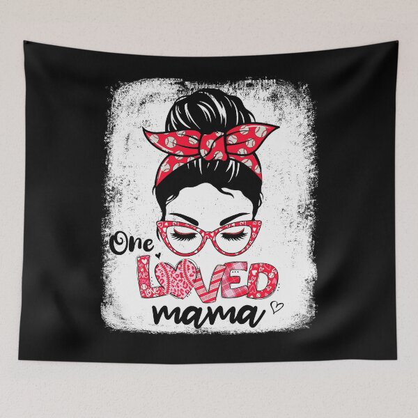 Item preview, Baseball Mom Valentine's Day Messy Bun One Loved baseball mama designed and sold by iliasjeff.