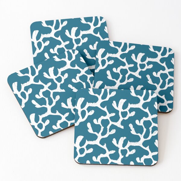 Item preview, White and Blue Abstract Finger Coral Repeating Pattern designed and sold by TMBTM.
