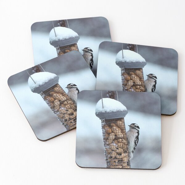 Item preview, Winter Downy Woodpecker Peanut Bird Feeder designed and sold by BackyardBirder.
