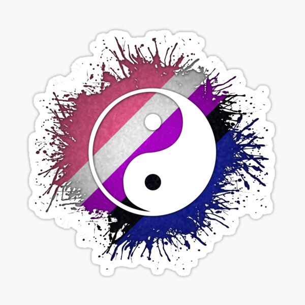 Paint Splatter Gender Fluid Pride Flag Yin and Yang Symbol Sticker