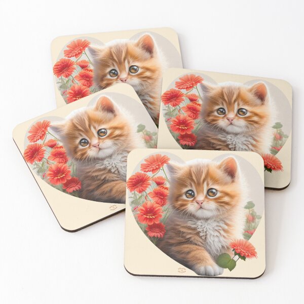 Item preview, Cuteness Overload Ginger Kitten Framed in a love heart with Flowers by Orikall designed and sold by HippieWorks.