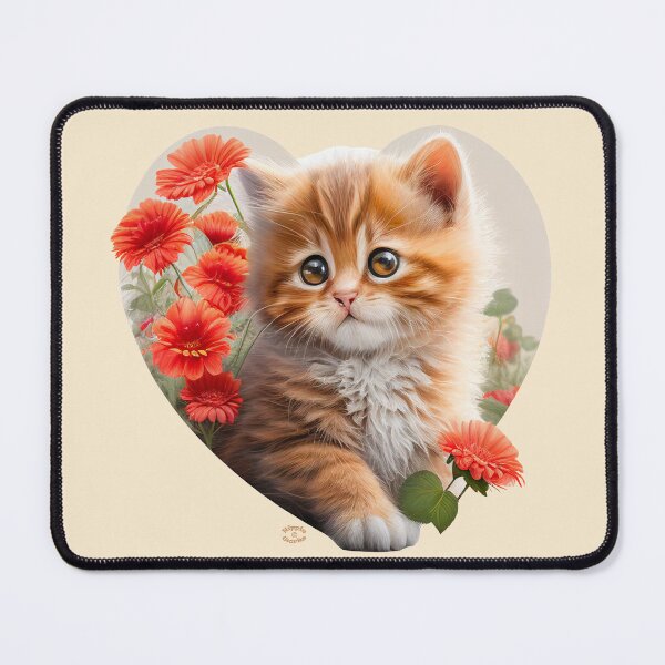 Item preview, Cuteness Overload Ginger Kitten Framed in a love heart with Flowers by Orikall designed and sold by HippieWorks.