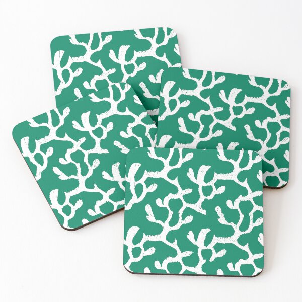 Item preview, White and Green Abstract Finger Coral Repeating Pattern designed and sold by TMBTM.