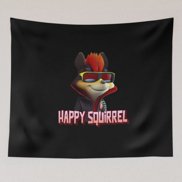 Item preview, Super Cute Cool Punk Squirrel "Happy Squirrel" designed and sold by WackyWorldArt.