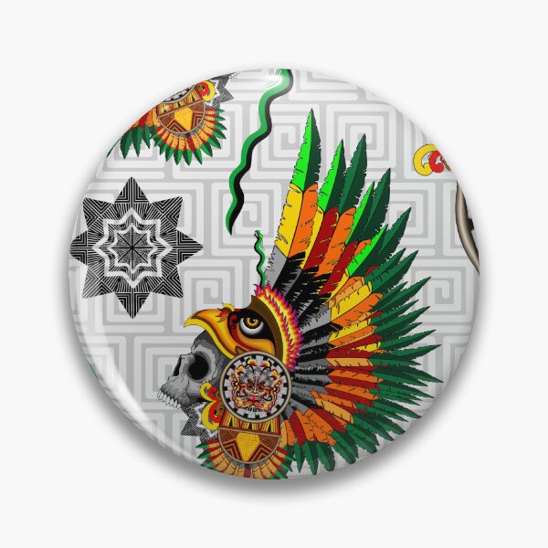 Item preview, Aztec Eagle Warrior Skull Mask with tribal elements and feathers Crown designed and sold by BluedarkArt.