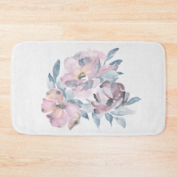 Item preview, Watercolor of pink and purple flowers designed and sold by marufemia.