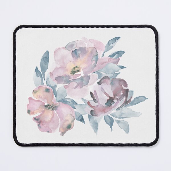 Item preview, Watercolor of pink and purple flowers designed and sold by marufemia.