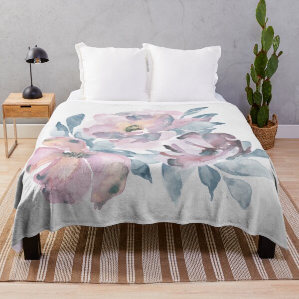 Item preview, Watercolor of pink and purple flowers designed and sold by marufemia.