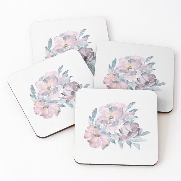 Item preview, Watercolor of pink and purple flowers designed and sold by marufemia.