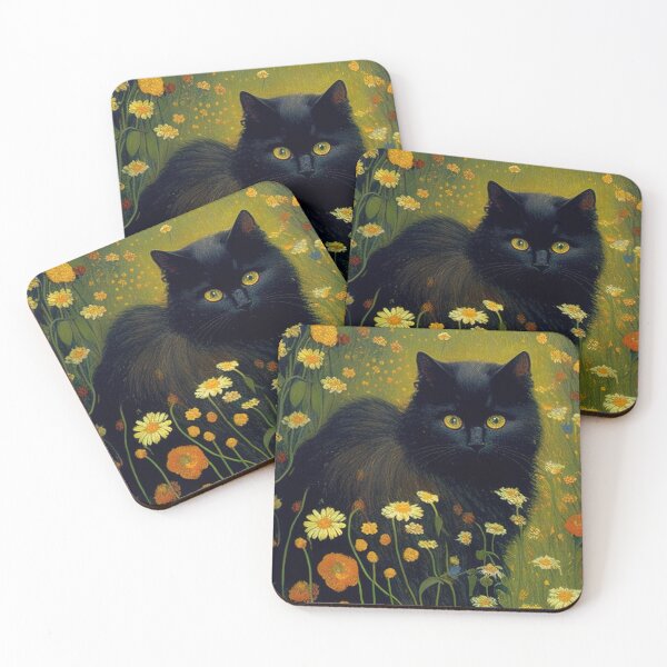 Item preview, Anxious black cat in a flower garden illustration designed and sold by RK - Shop.