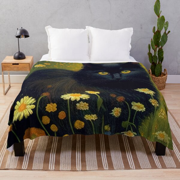 Item preview, Anxious black cat in a flower garden illustration designed and sold by RK - Shop.