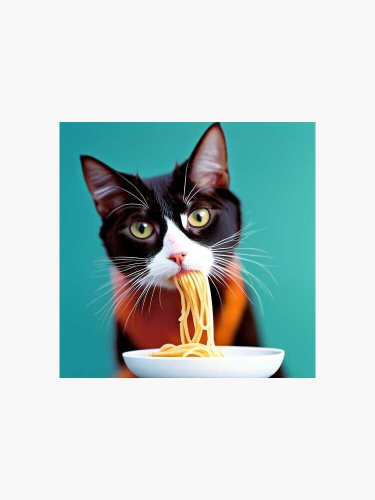 "cat eating spaghetti meme" Sticker for Sale by Mebbotai Redbubble