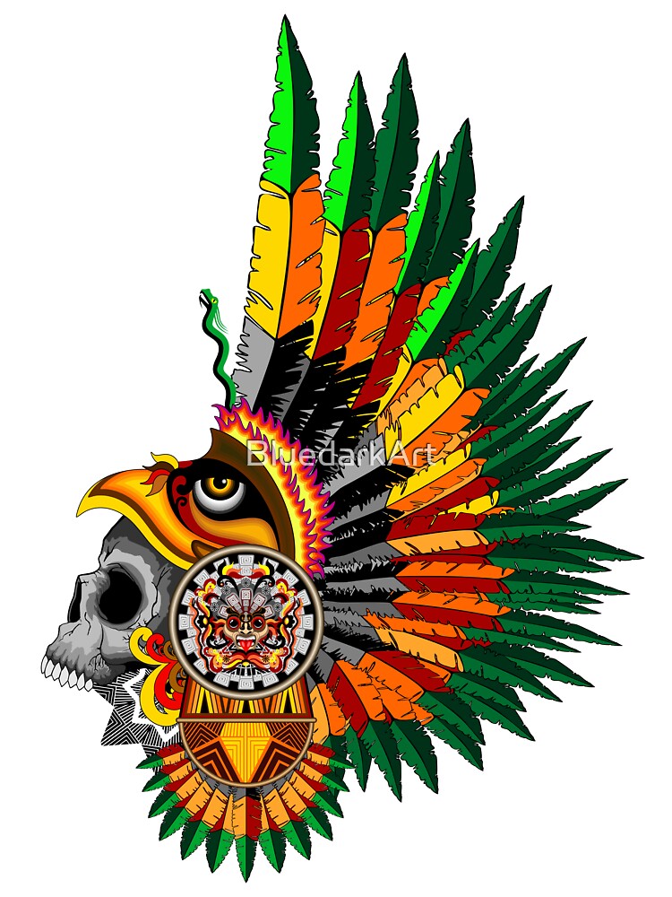 Aztec Eagle Warrior Skull Stock Vector (Royalty Free) 337880252