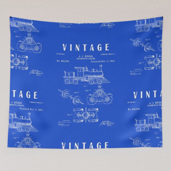 Item preview, Train Locomotive Patent - Vintage Steam Train Art - Steam Train Blueprint Drawing Print designed and sold by ismdesigner.