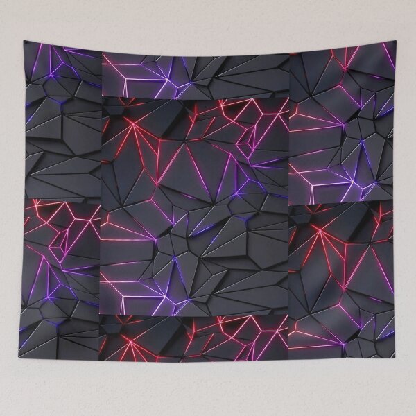 Item preview,  id66-Neon shine, three-dimensional, crystal and broken glass, geometric pattern, leon light design, Gray tones, Color Leon lights, broken particle design designed and sold by bcbutika.