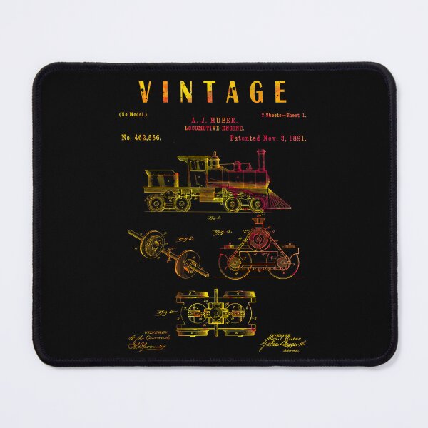 Item preview, Train Locomotive Patent - Vintage Steam Train colorful Art - Steam Train Blueprint Drawing Print designed and sold by ismdesigner.