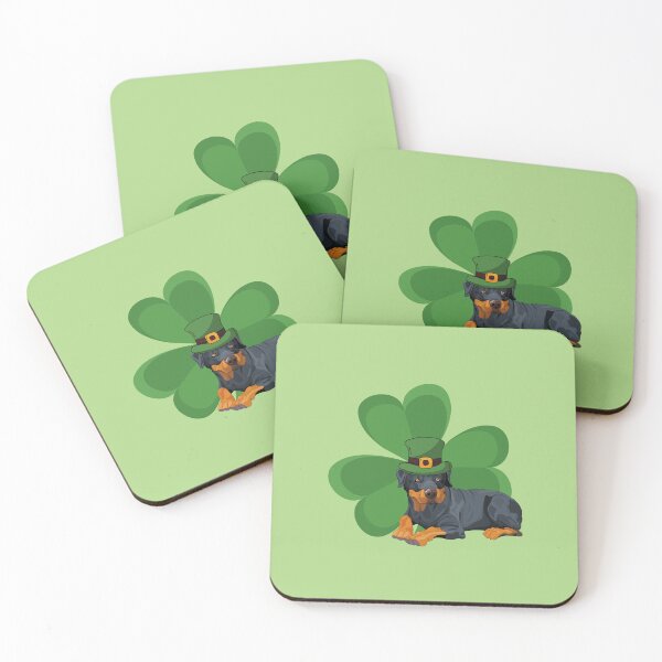 Item preview, Rottie Dog with Shamrock and Saint Patrick's Day Theme designed and sold by SeasonalDogs.