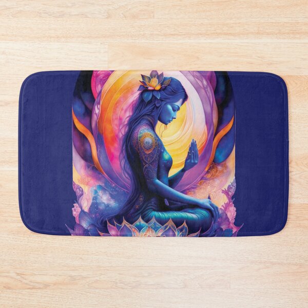 Item preview, meditation, girl meditating, serenity, lotus, lotus pose, peace, blue, closed eyes designed and sold by SBlagojevic.