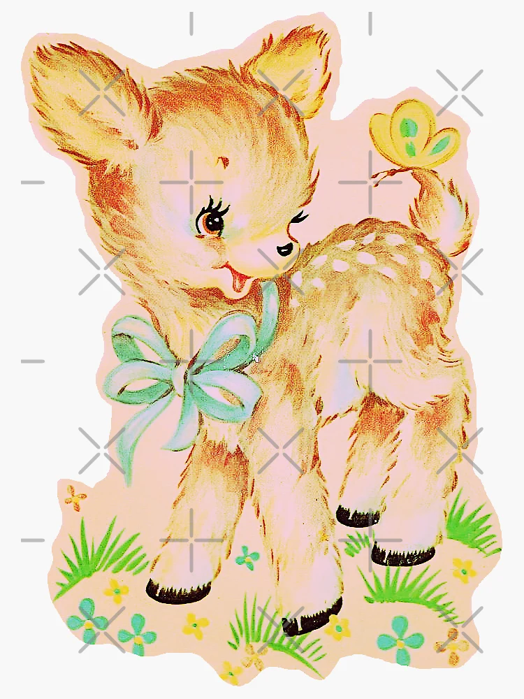 Vintage Retro Kawaii Kitsch Meyercord Deer Animal Sticker for Sale by  knickeryknackry