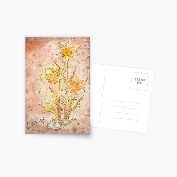 The Grunge Daffodils (Card) Postcard