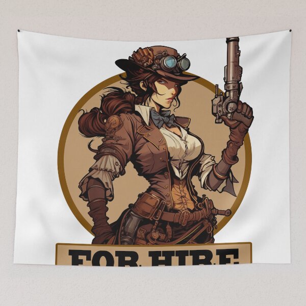 Item preview, For Hire - Woman Steampunk Headhunter designed and sold by SinMagellan.