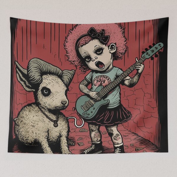 Item preview, Punk Rock Mary with her Little Lamb Wall Art Design designed and sold by BySpinny.