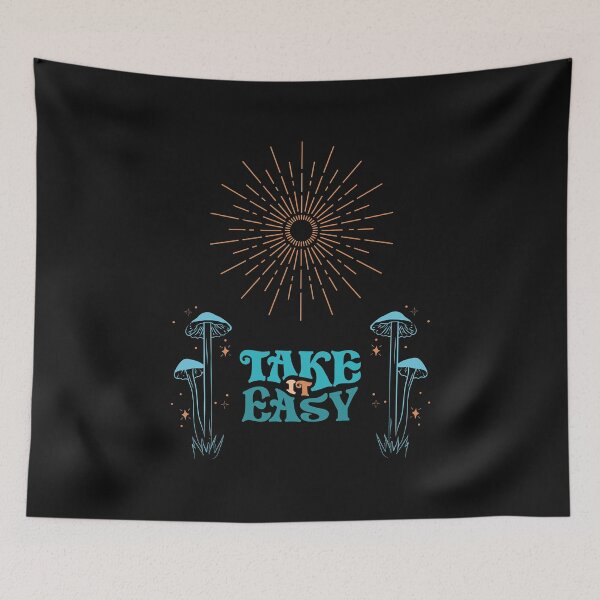 Item preview, Psychedelic hippie-style print with mushrooms and a sun designed and sold by Martapp.
