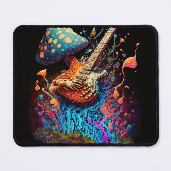 Item preview, Mushroom Playing Guitar Psychedelic Trippy Wall Art designed and sold by BySpinny.
