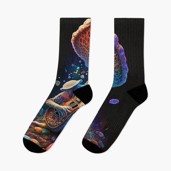 Item preview, Mushroom Man Playing Guitar Psychedelic Trippy Wall Art designed and sold by BySpinny.