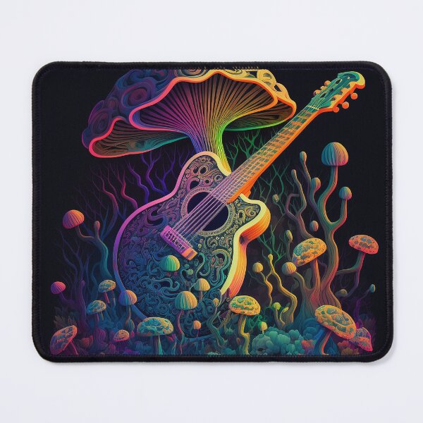 Item preview, Mushroom Playing Guitar Psychedelic Trippy Wall Art designed and sold by BySpinny.