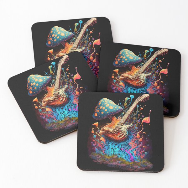 Item preview, Mushroom Playing Guitar Psychedelic Trippy Sticker or T Shirt designed and sold by BySpinny.