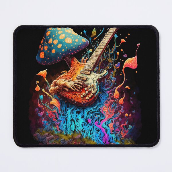 Item preview, Mushroom Playing Guitar Psychedelic Trippy Sticker or T Shirt designed and sold by BySpinny.