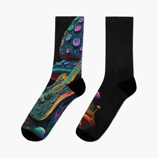 Item preview, Mushroom Playing Guitar Psychedelic Trippy Sticker or T Shirt designed and sold by BySpinny.
