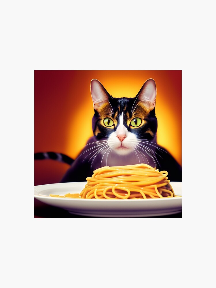 "cat eating spaghetti meme" Sticker for Sale by Mebbotai Redbubble