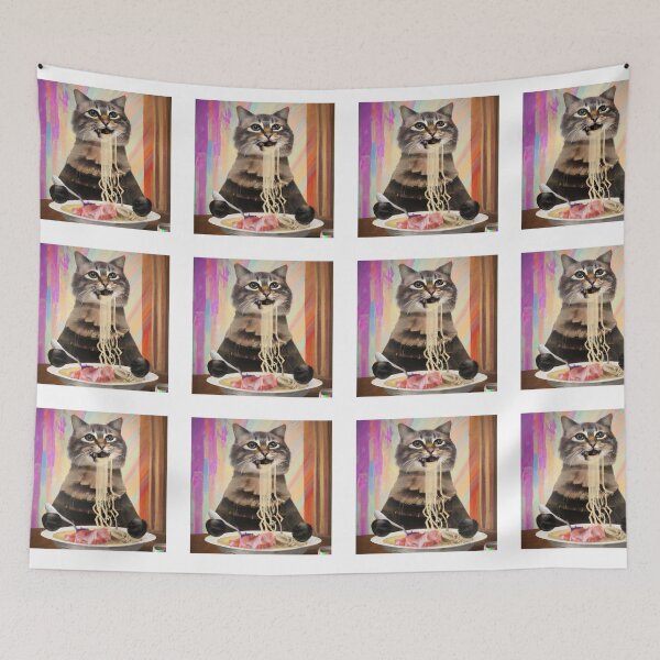 Item preview,  Cat Eating Spaghetti  designed and sold by rejebolla.