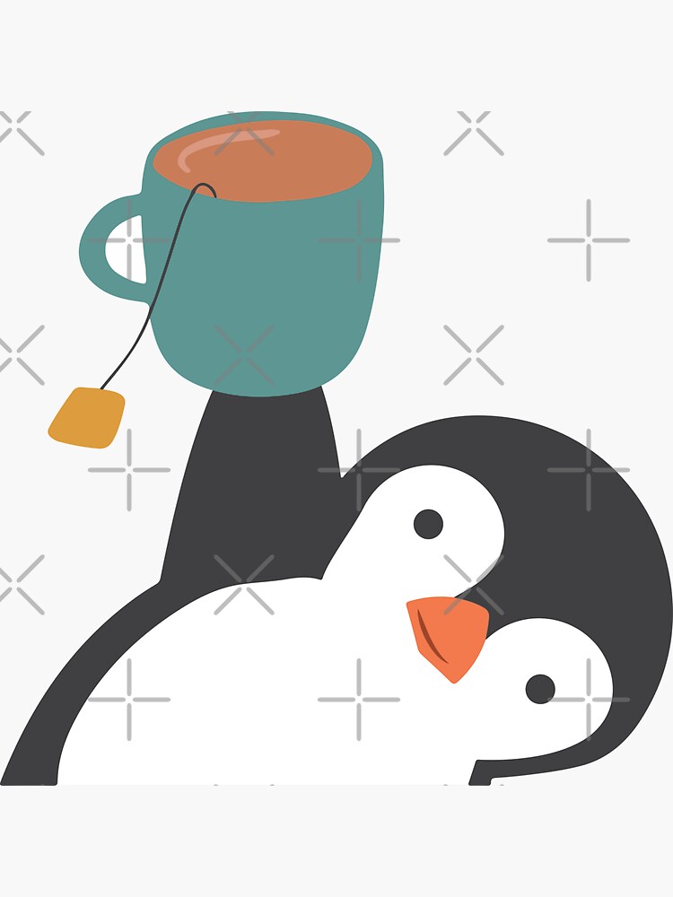"Have you ever seen a penguin drinking tea?" Sticker for Sale by l