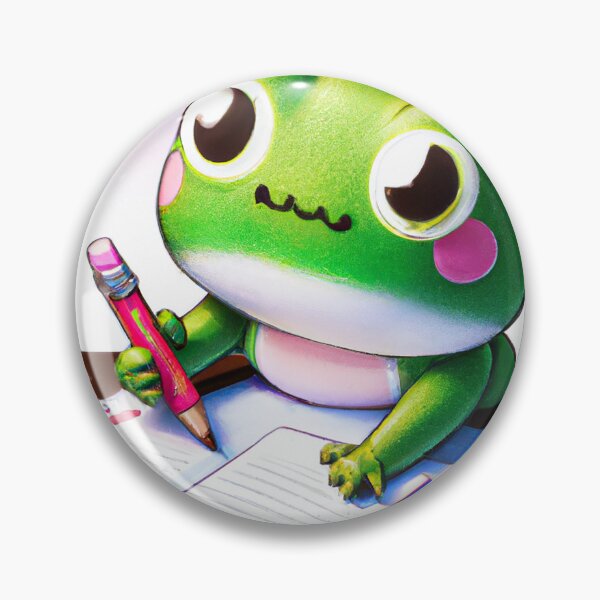 Item preview, Froggy doing his homework, back to school, digital painting designed and sold by funwaridigital.