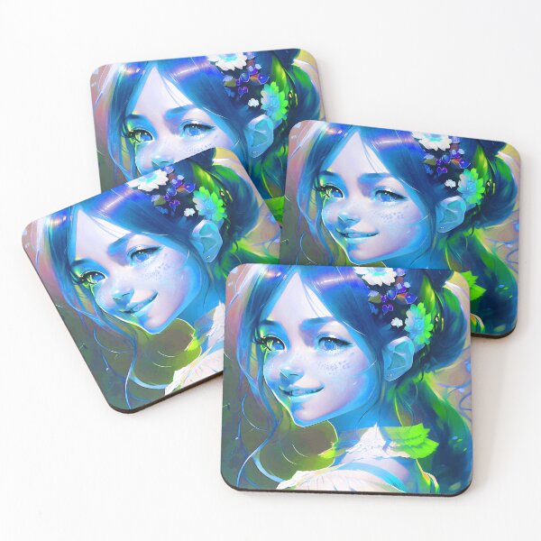 Item preview, Blue girl with flowers designed and sold by Kawaii Girl.