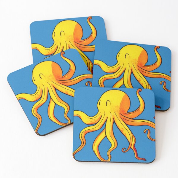 Item preview, Yellow Octopus in Watercolor Ocean designed and sold by SquishStitches.