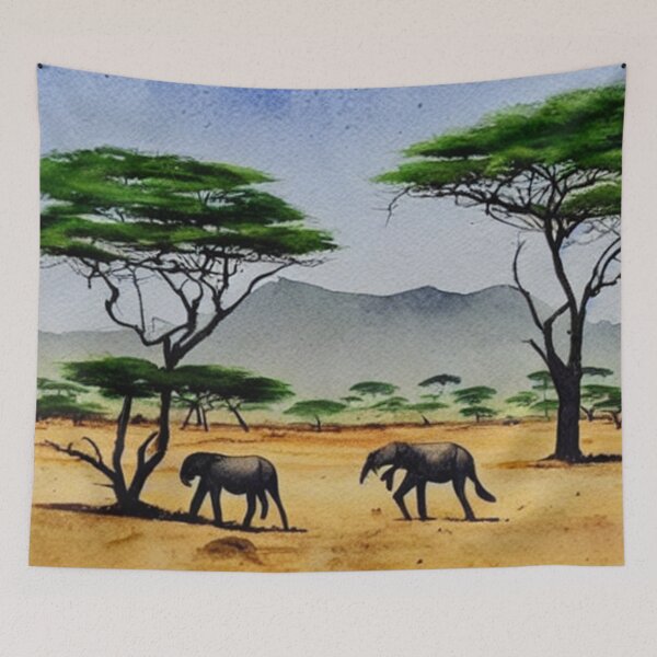Item preview, The Elephants Grassland designed and sold by Yzakreativ.